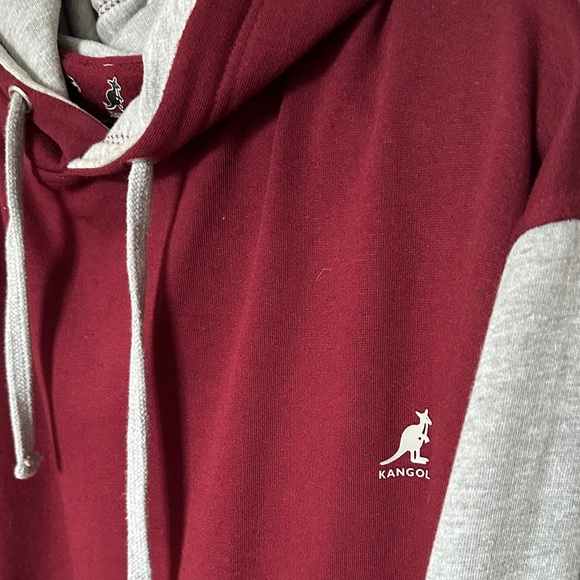 2 Kangol Two-Tone Maroon and Gray Pullover Hoodies - Picture 4 of 10
